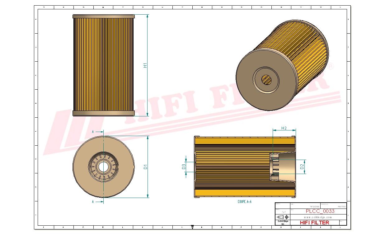 Schema tecnico Filtro carburante 0011316040 per trattori e macchine agricole