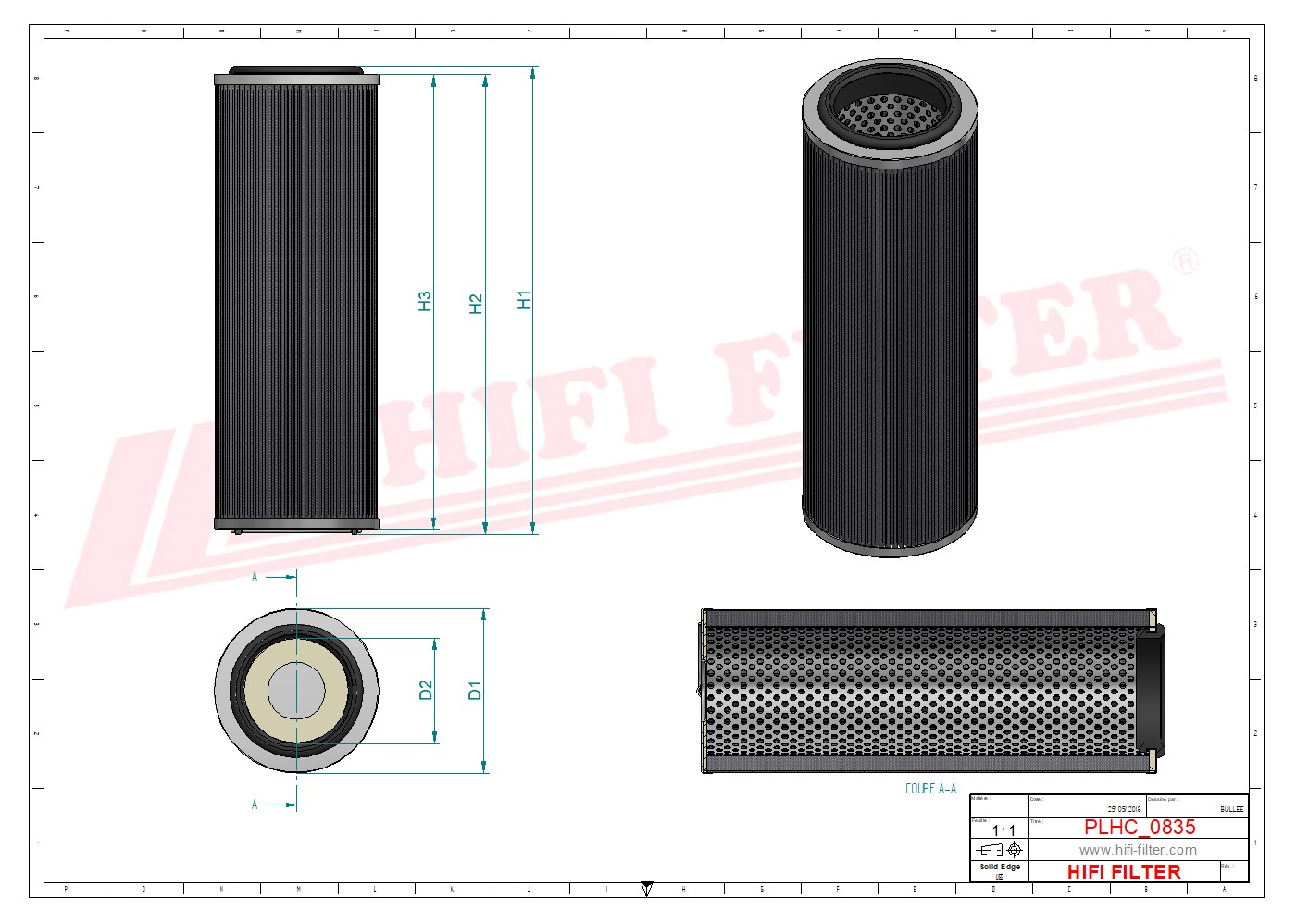 Schema tecnico Filtro olio