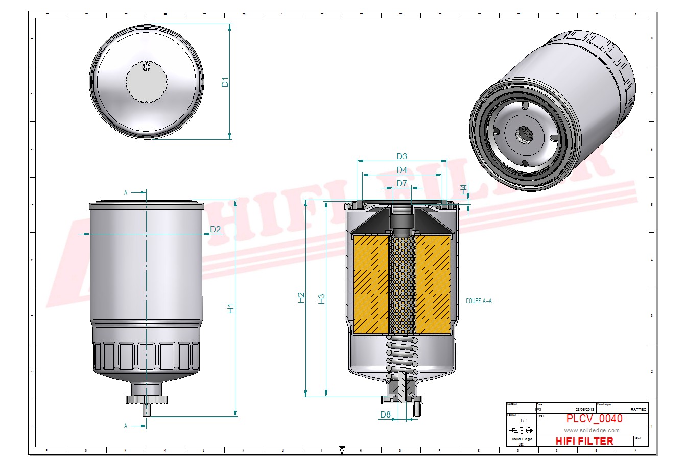 Schema tecnico Filtro carburante 6901013 per trattori e macchine agricole