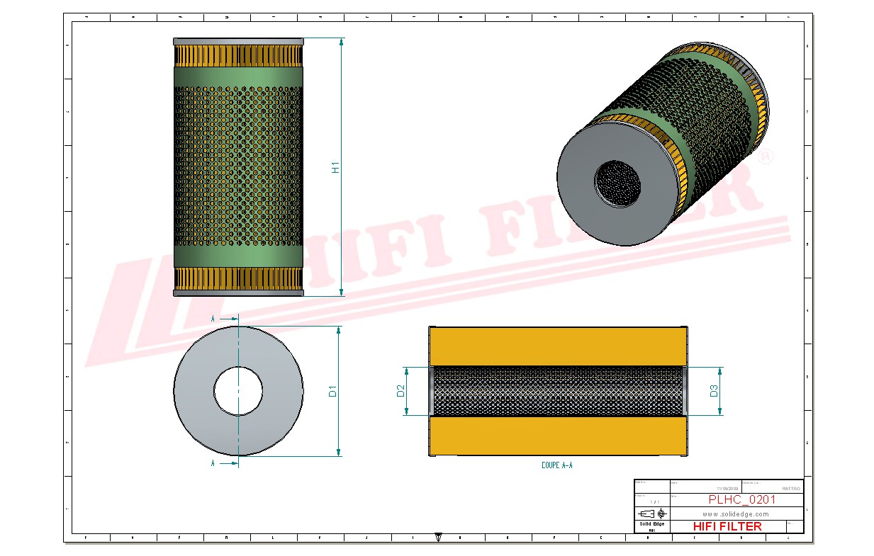 Schema tecnico Filtro olio