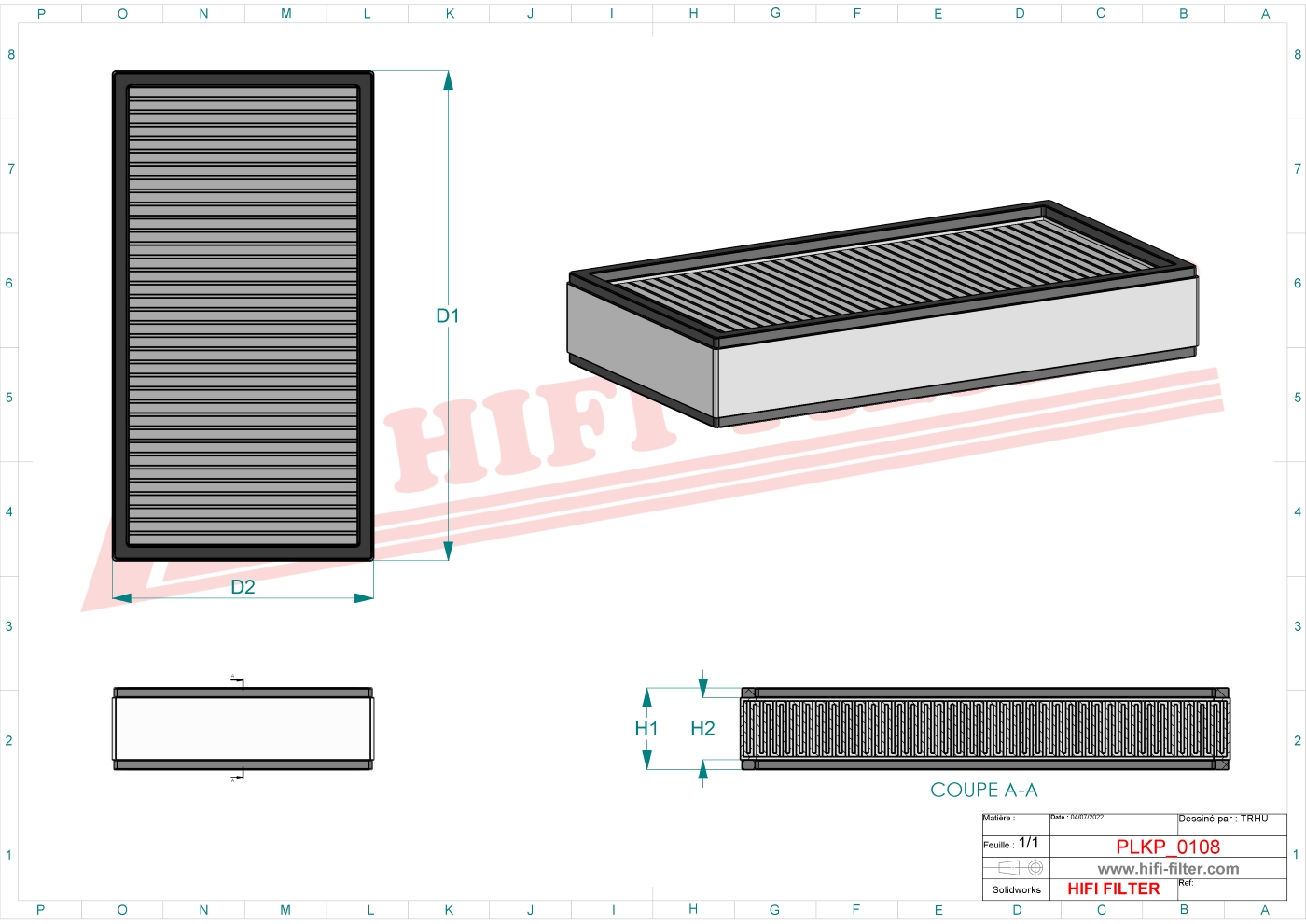 Schema tecnico Filtro abitacolo