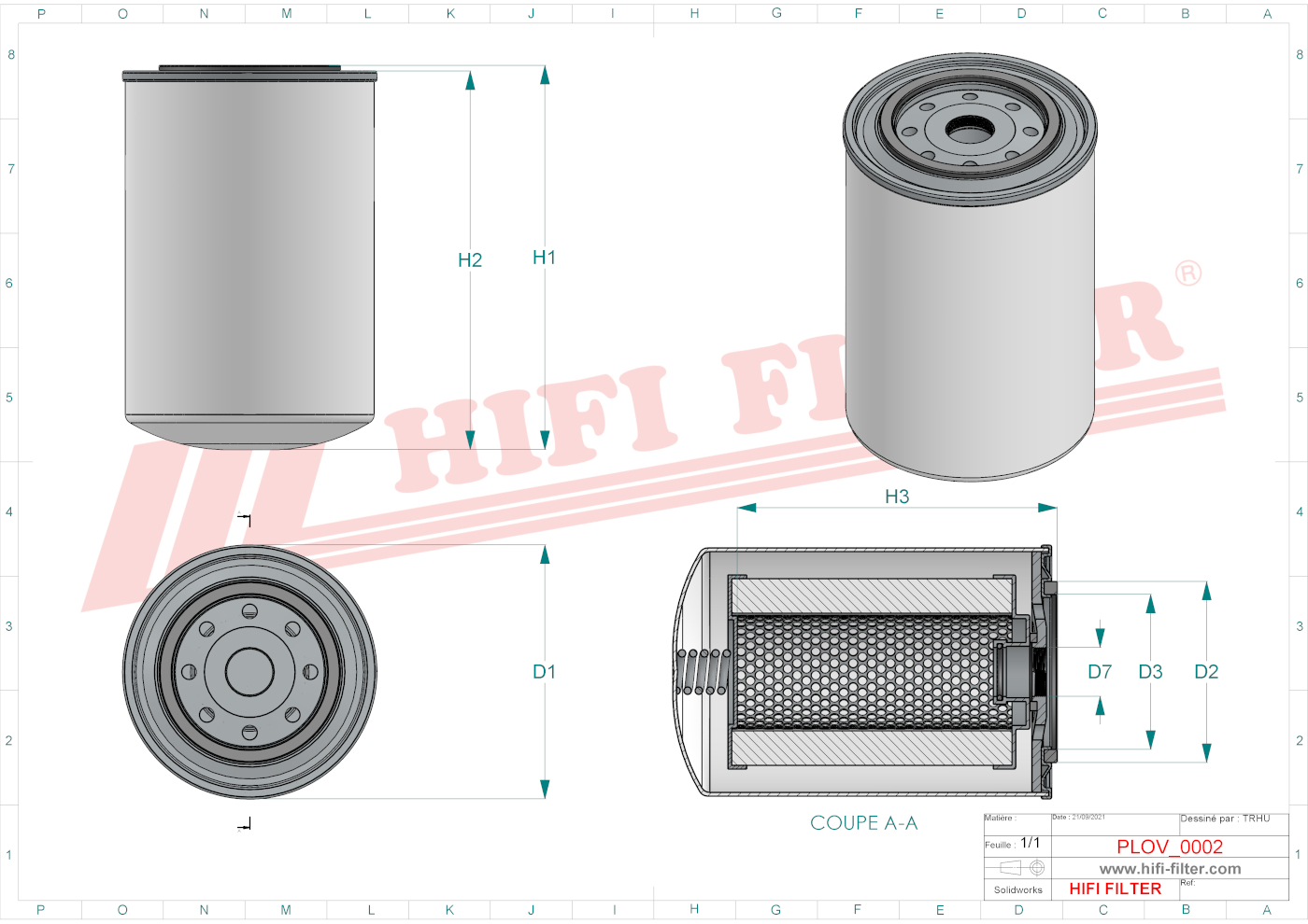 Schema tecnico Separatore Aria/Olio 00012101 per trattori e macchine agricole