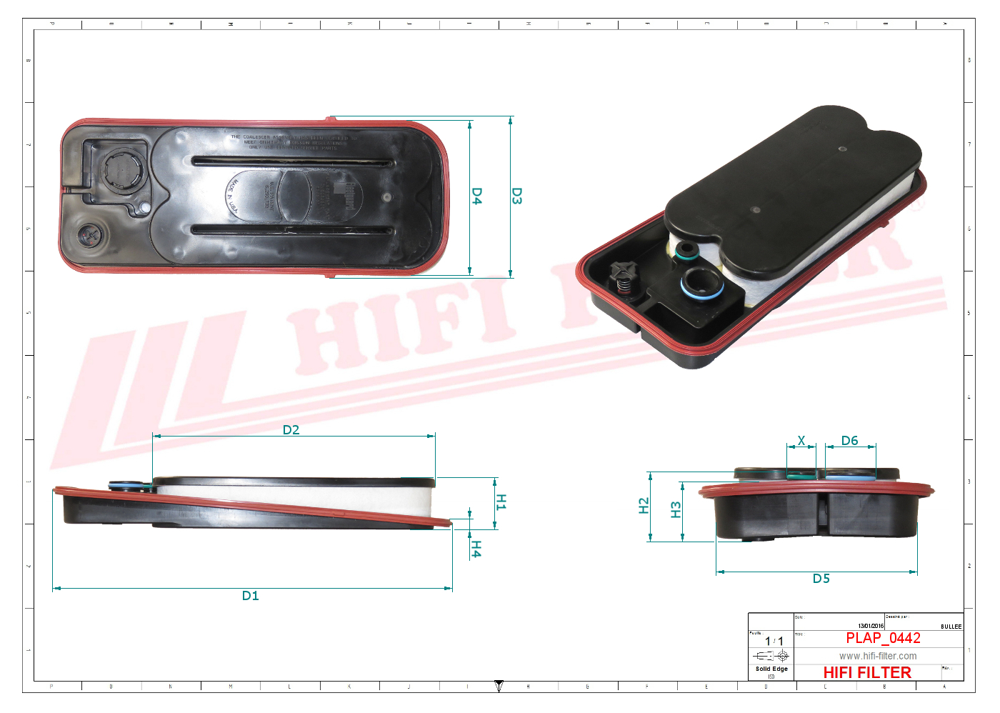 Schema tecnico Filtro Aerazione Motore 12HV-00030 per trattori e macchine agricole