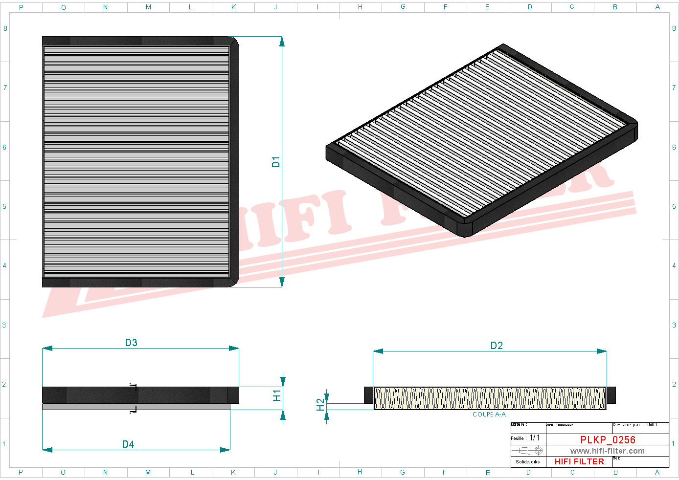 Schema tecnico Filtro abitacolo 6398350347 per trattori e macchine agricole