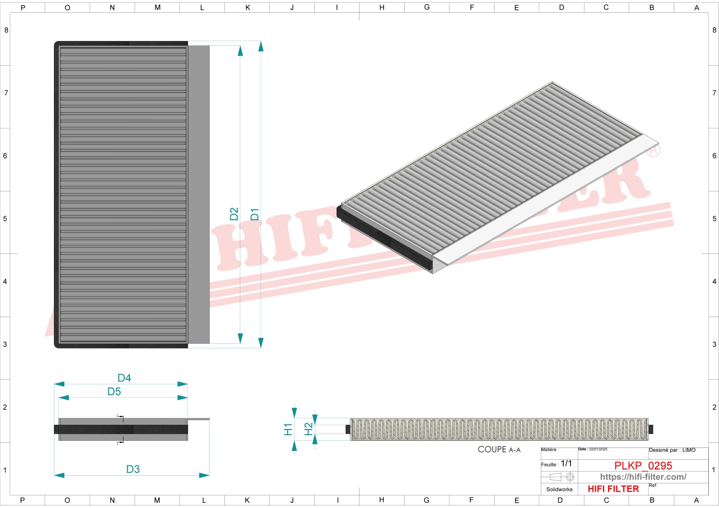 Schema tecnico Filtro abitacolo 3520422 per trattori e macchine agricole