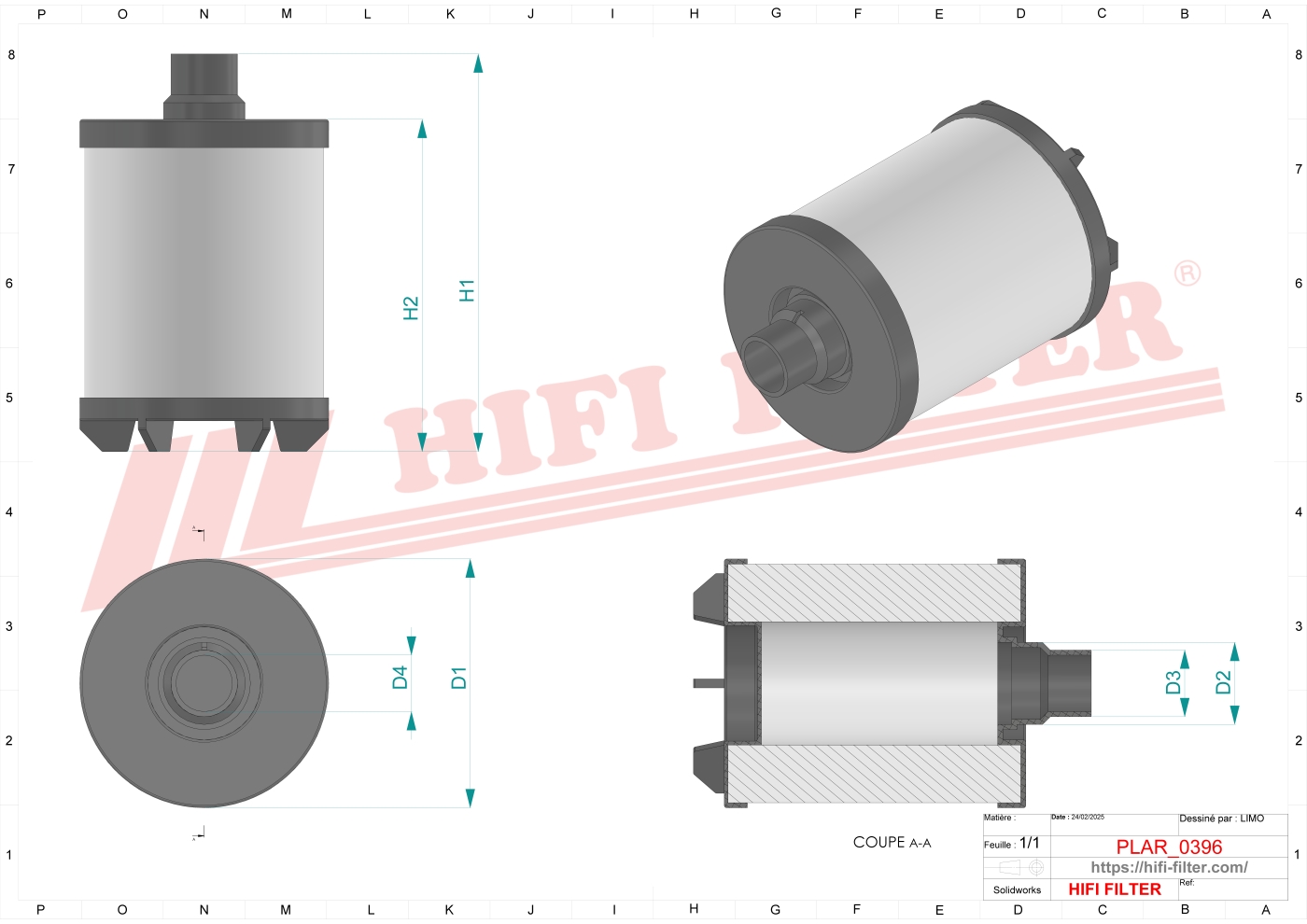 Schema tecnico Filtro aria