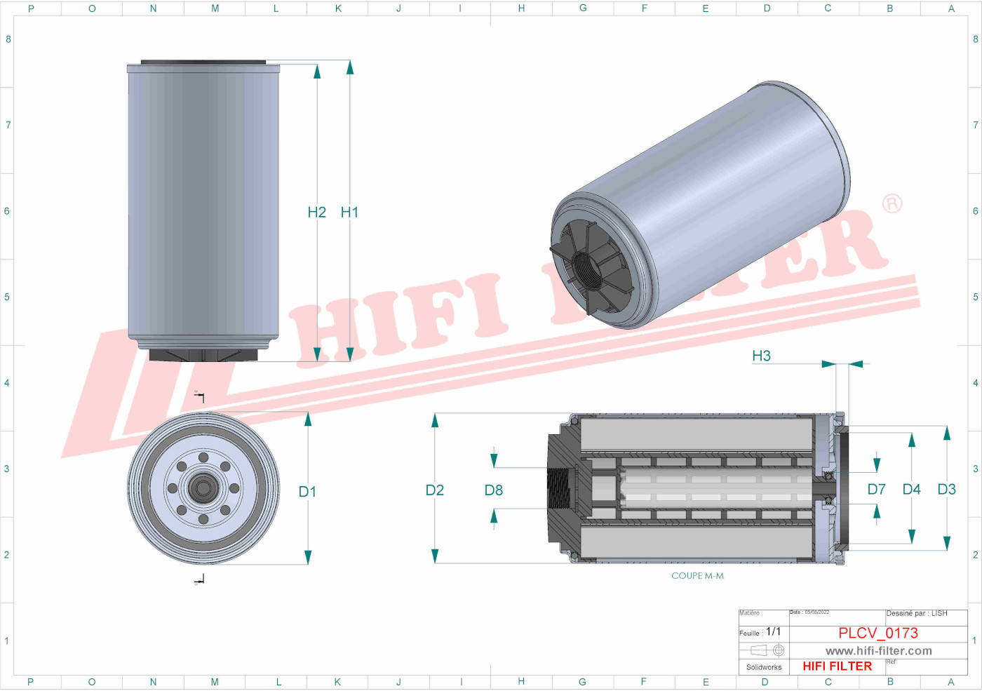 Schema tecnico Filtro carburante 1200507952 per trattori e macchine agricole