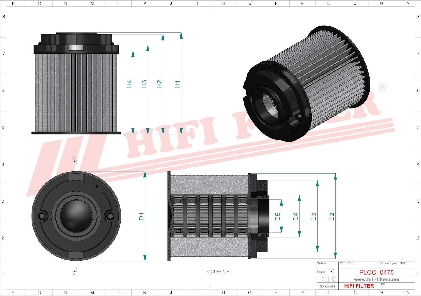 Schema tecnico Filtro Urea BG01082284 per trattori e macchine agricole