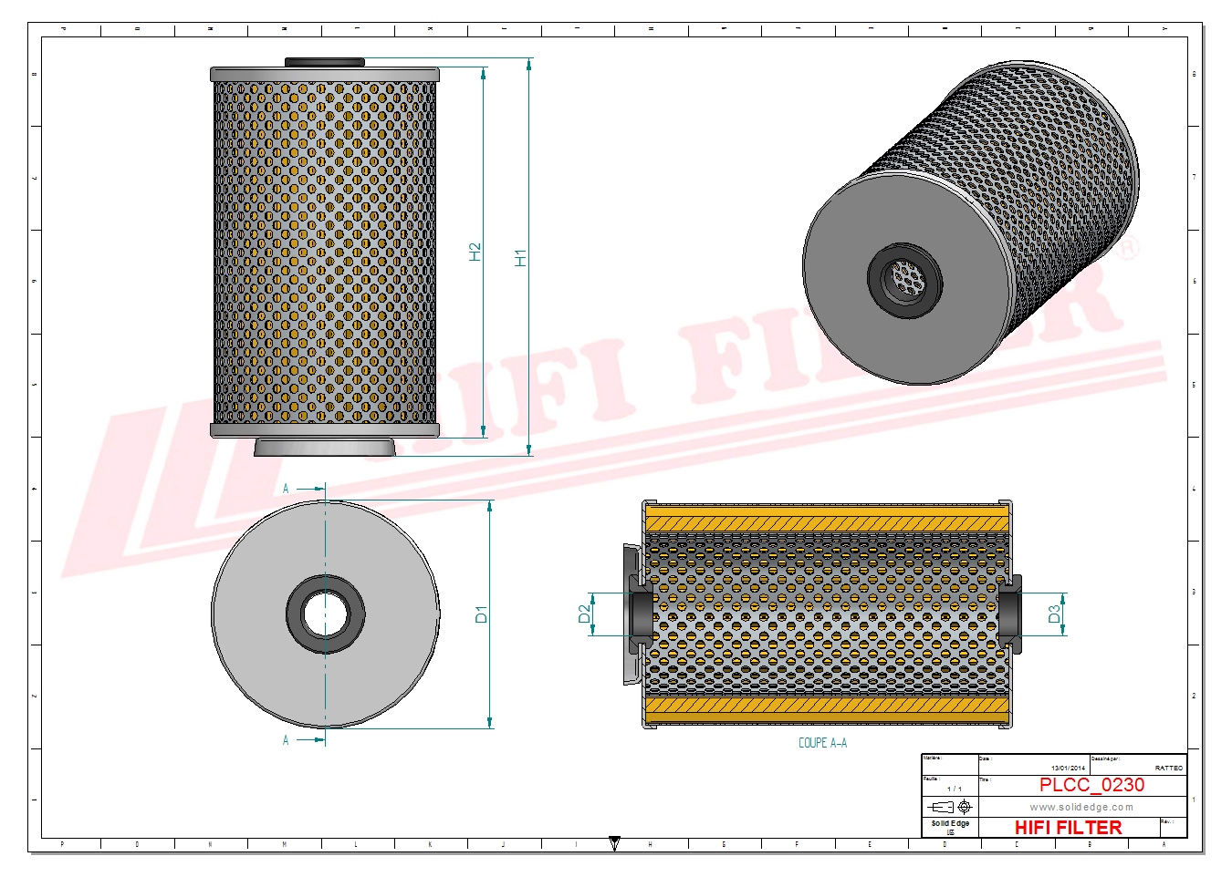 Schema tecnico Filtro carburante