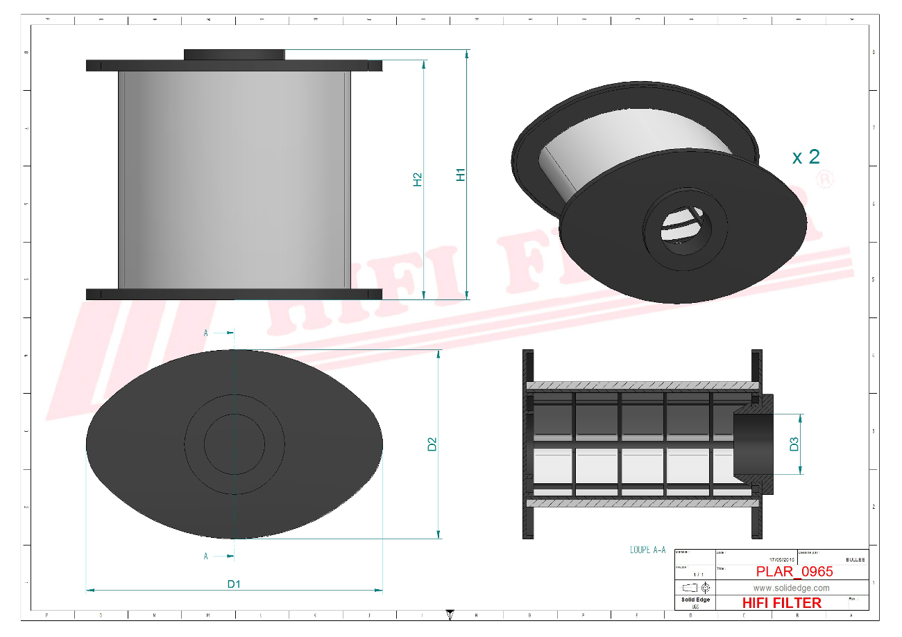 Schema tecnico Kit Filtro Aerazione 3931050913 per trattori e macchine agricole