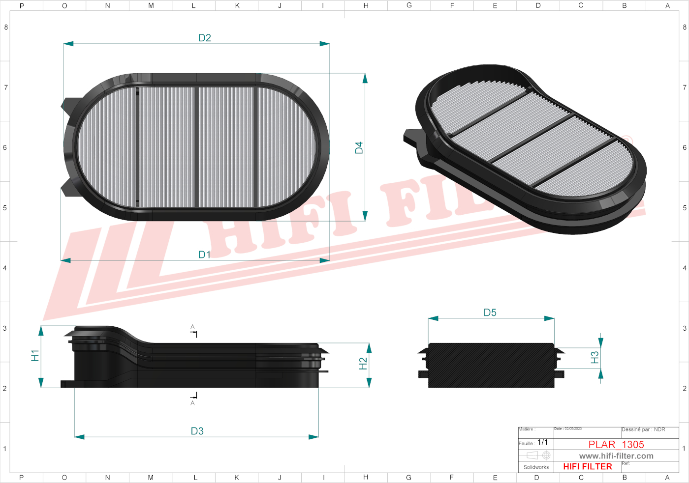 Schema tecnico Filtro aria