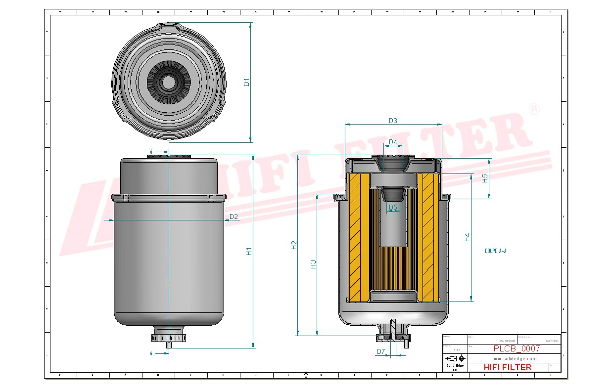 Schema tecnico Filtro carburante 0011453510 per trattori e macchine agricole