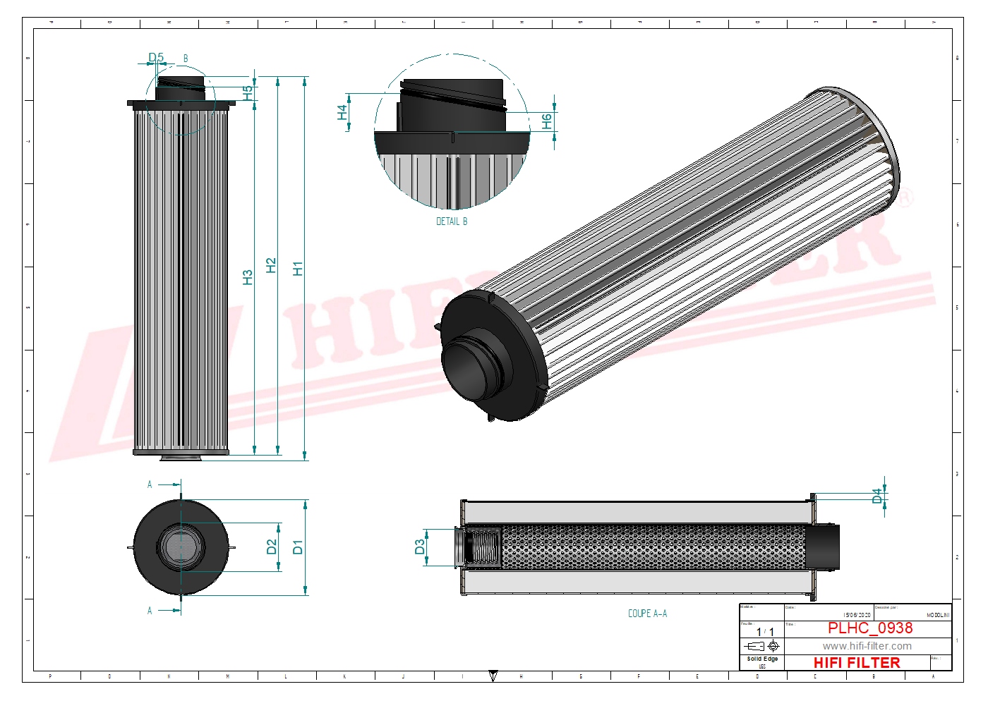 Schema tecnico Filtro idraulico P76-5390 per trattori e macchine agricole