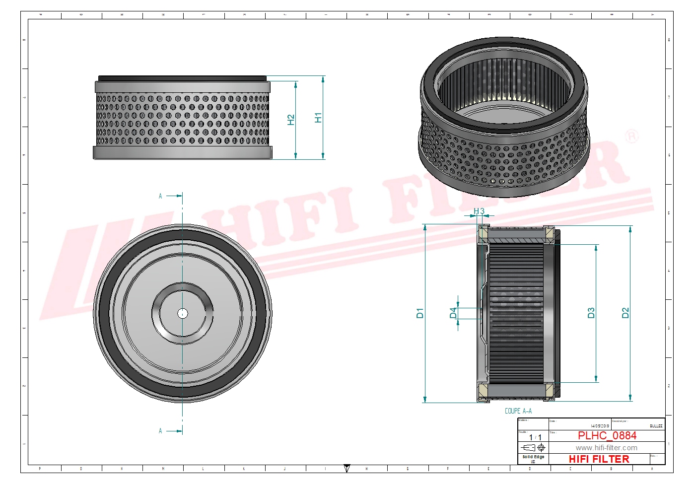Schema tecnico Filtro idraulico SRZ2 ZN per trattori e macchine agricole
