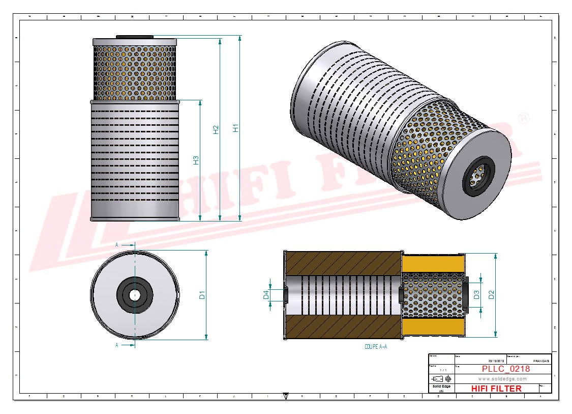 Schema tecnico Filtro olio 0001802509 per trattori e macchine agricole