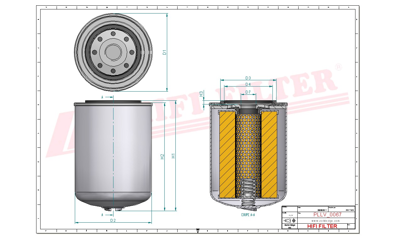 Schema tecnico Filtro olio 114916 per trattori e macchine agricole