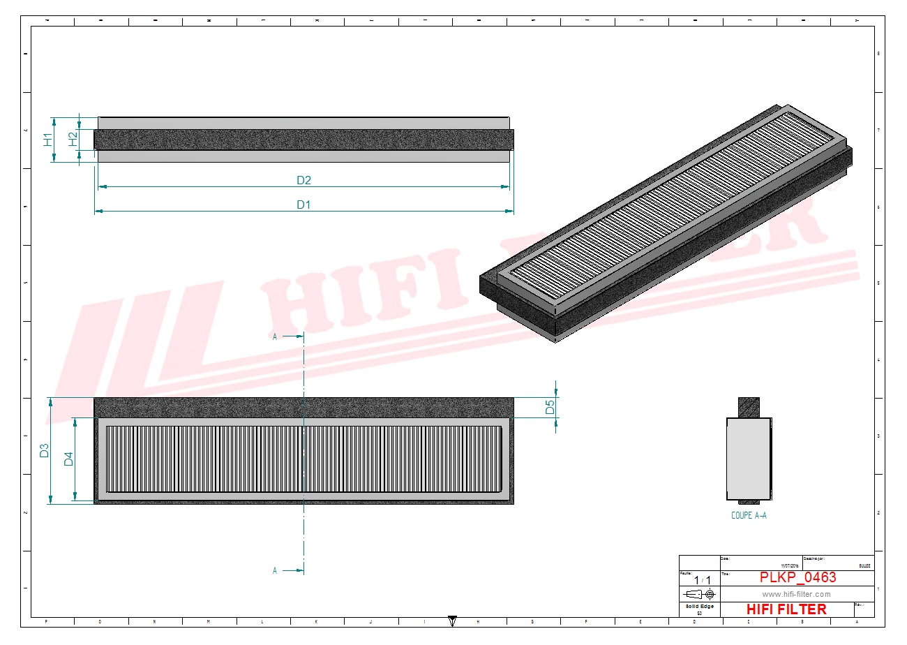 Schema tecnico Filtro abitacolo
