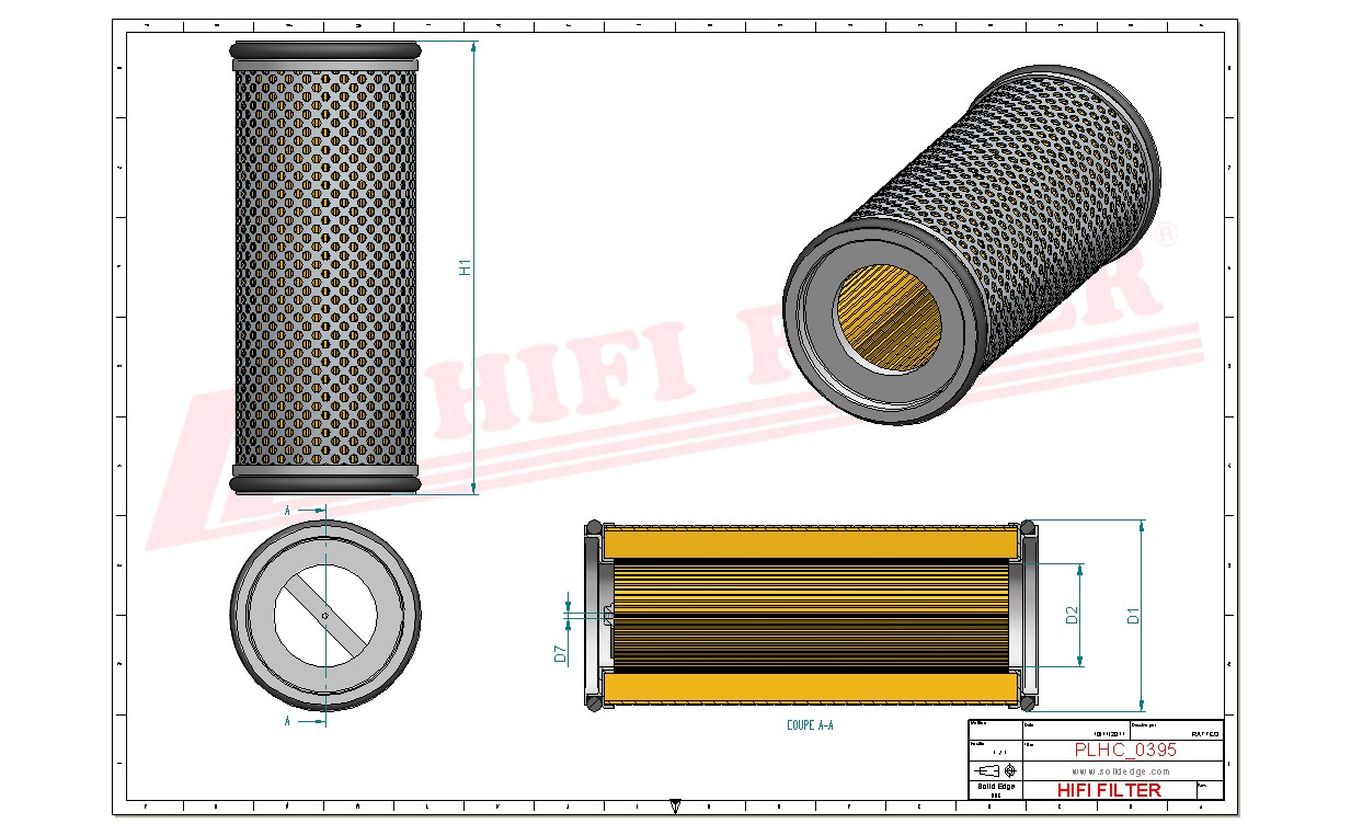 Schema tecnico Filtro olio