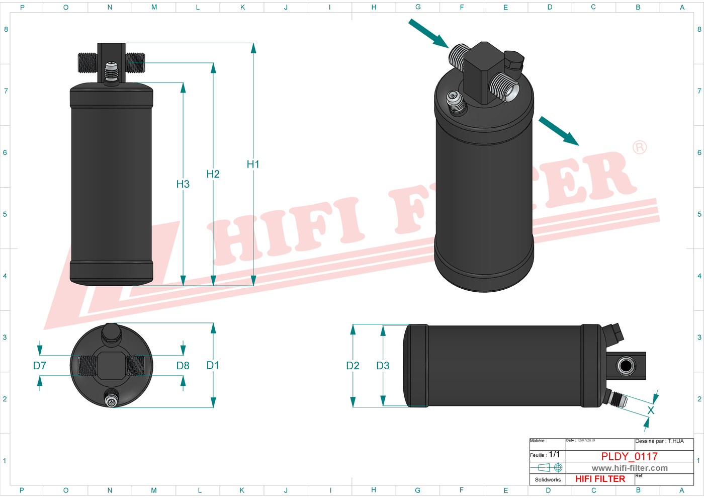 Schema tecnico Filtro carburante
