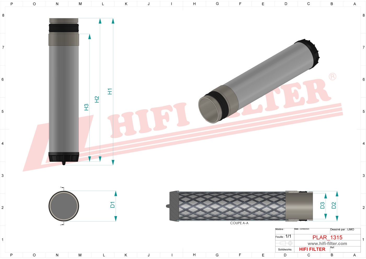 Schema tecnico Filtro aria