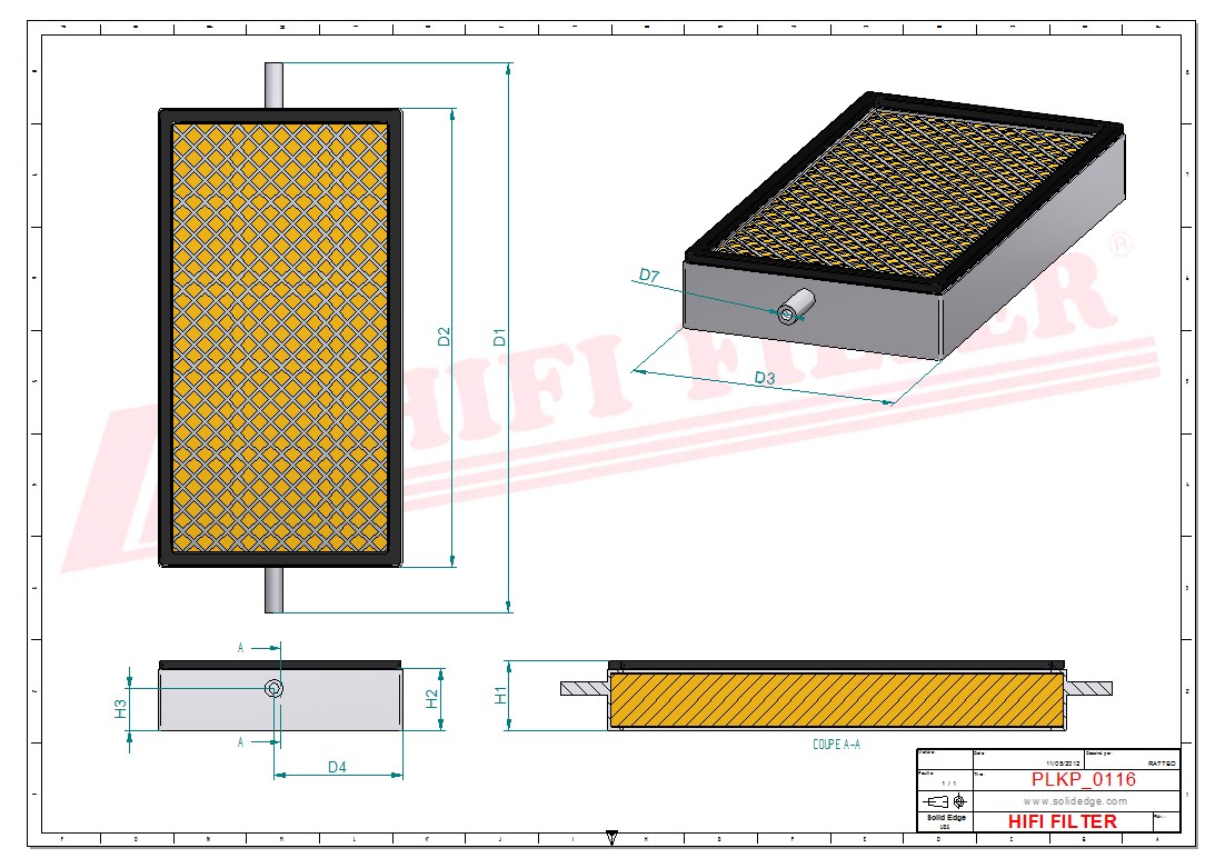 Schema tecnico Filtro abitacolo ai carboni attivi