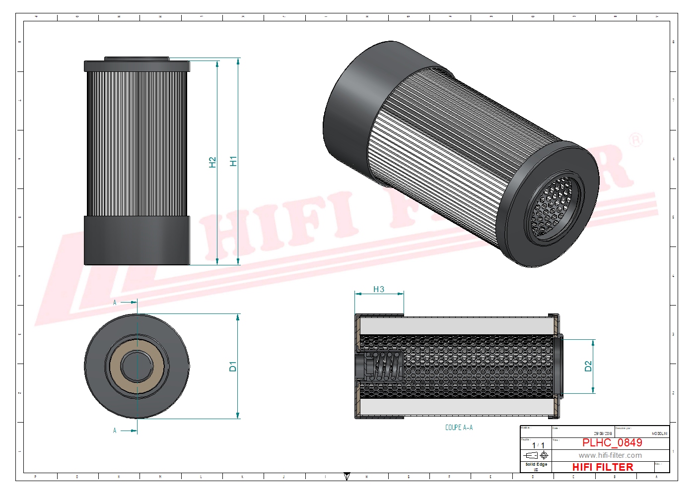 Schema tecnico Filtro olio