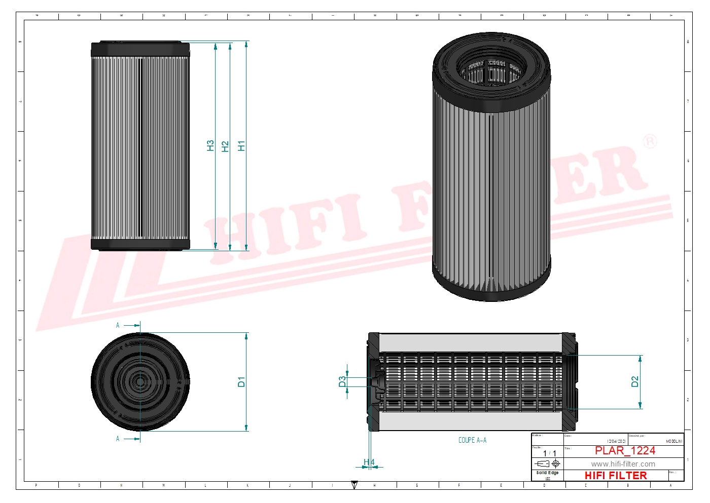 Schema tecnico Filtro aria
