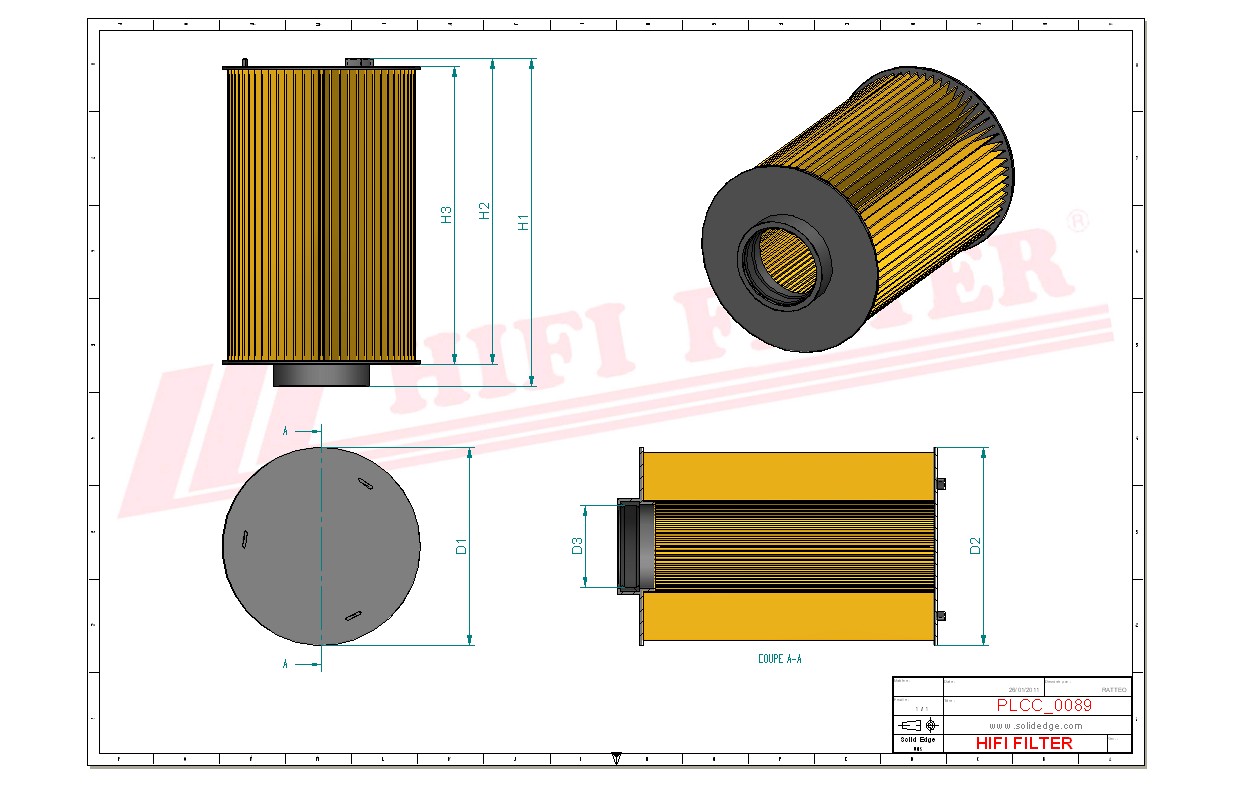 Schema tecnico Filtro carburante