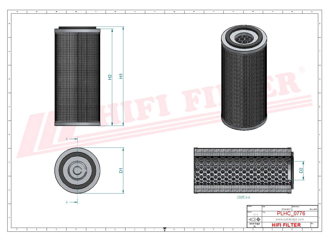 Schema tecnico Filtro olio