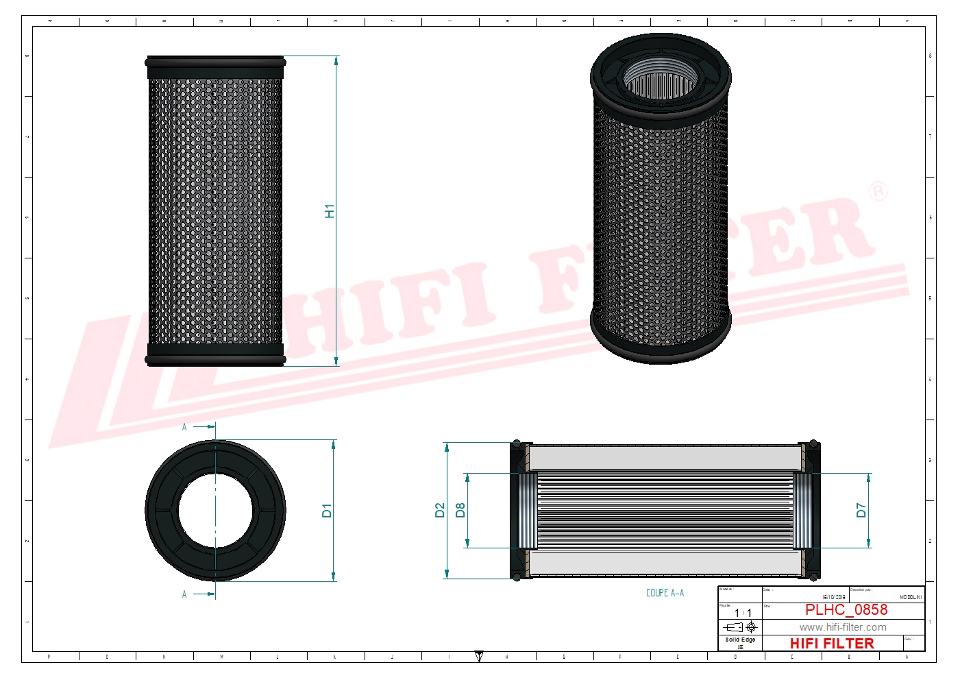 Schema tecnico Filtro olio