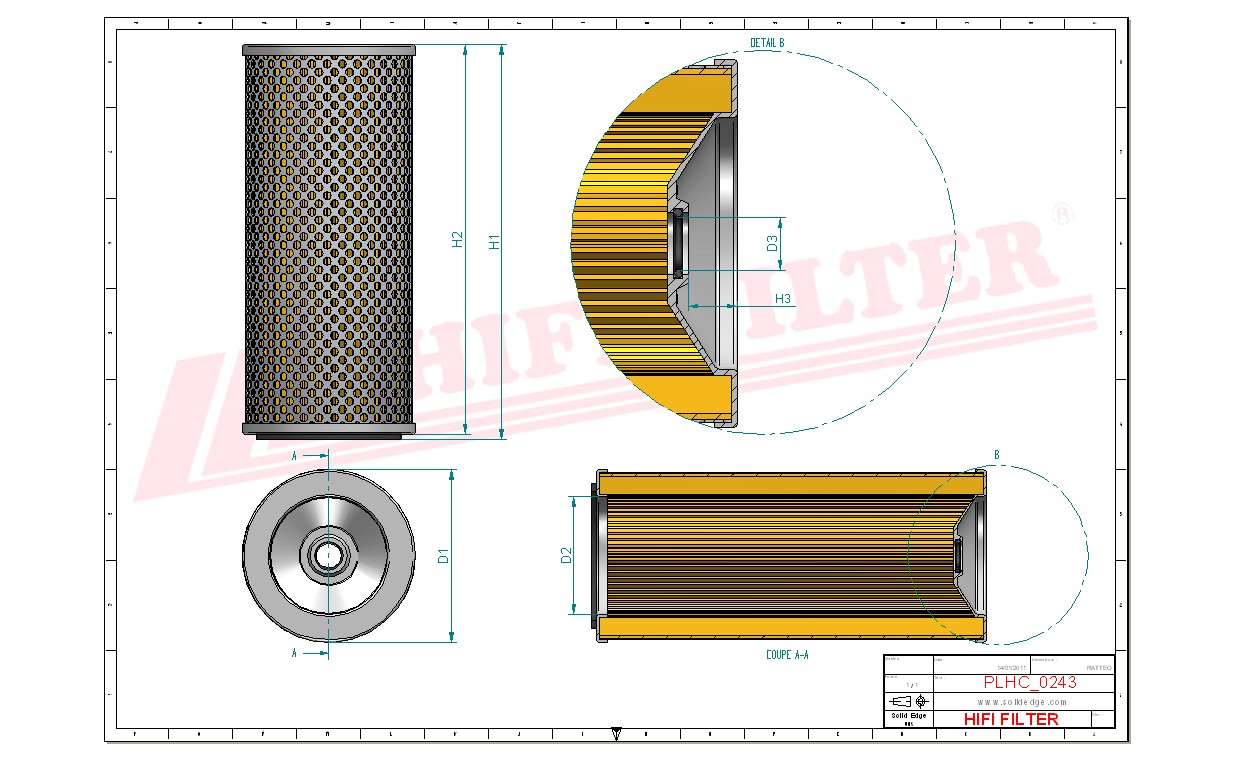 Schema tecnico Filtro idraulico NO007980 per trattori e macchine agricole