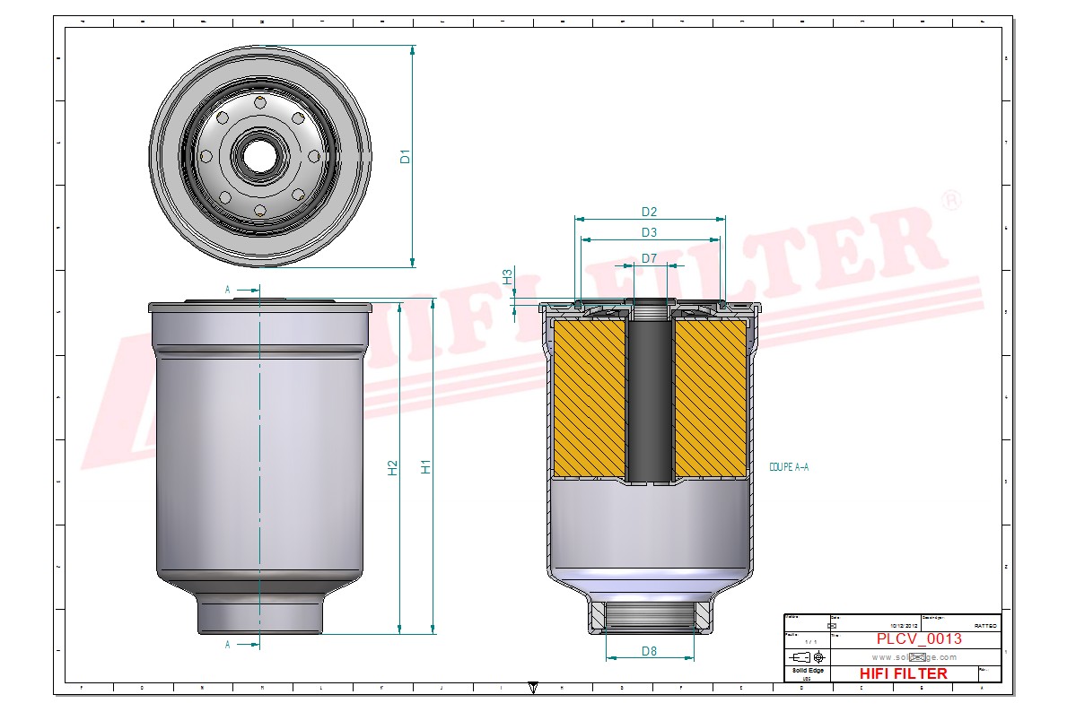 Schema tecnico Filtro carburante 12520 per trattori e macchine agricole