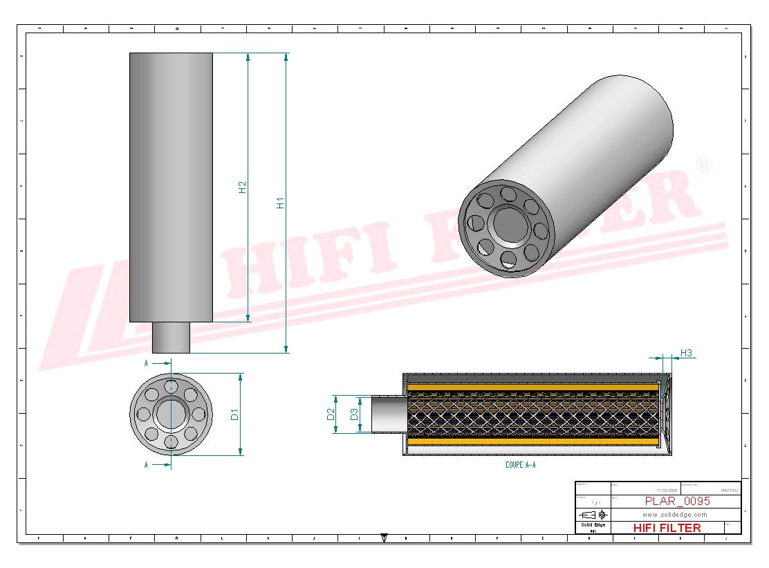Schema tecnico Filtro aria 24-21000 per trattori e macchine agricole