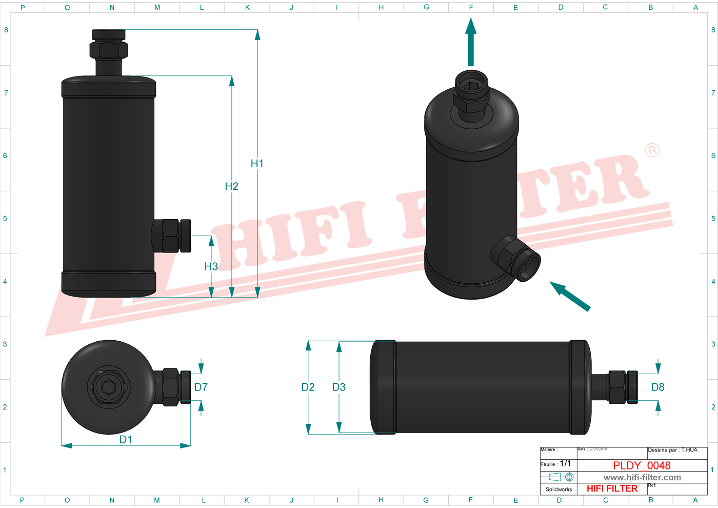 Schema tecnico Filtro Desidratatore Per Climatizzatori 137.50116 per trattori e macchine agricole