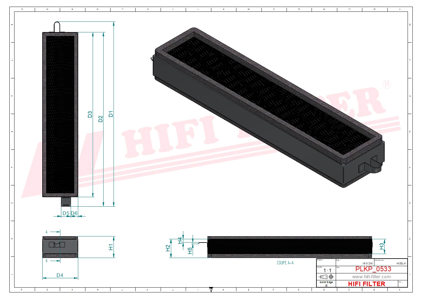 Schema tecnico Filtro abitacolo ai carboni attivi