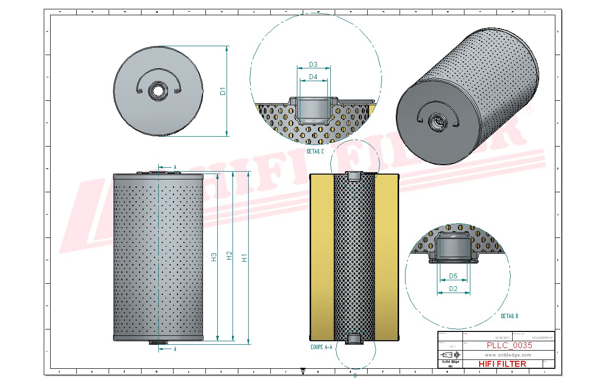Schema tecnico Filtro olio