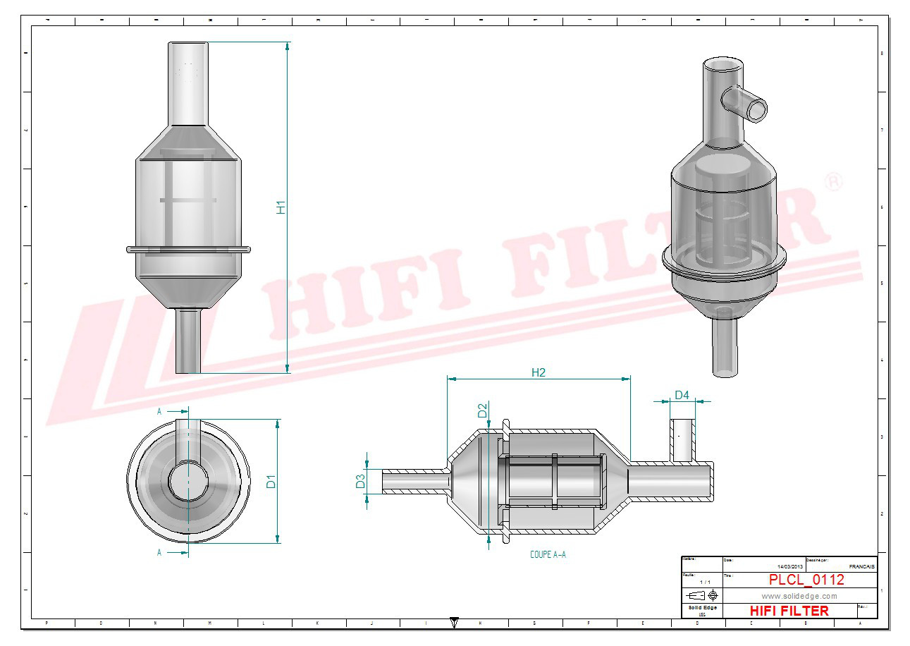 Schema tecnico Filtro carburante