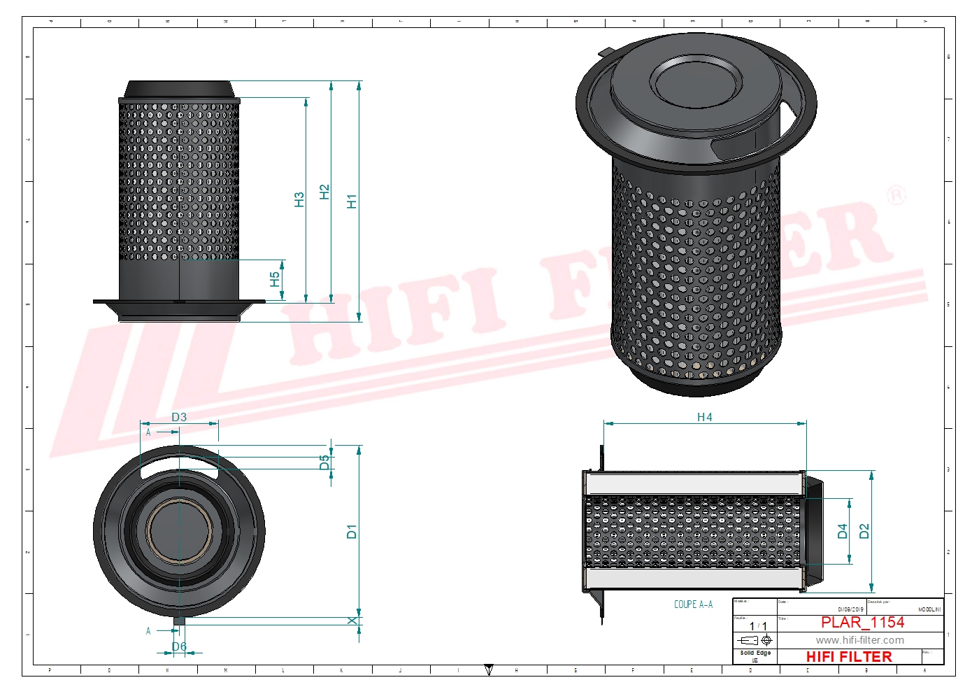 Schema tecnico Filtro aria