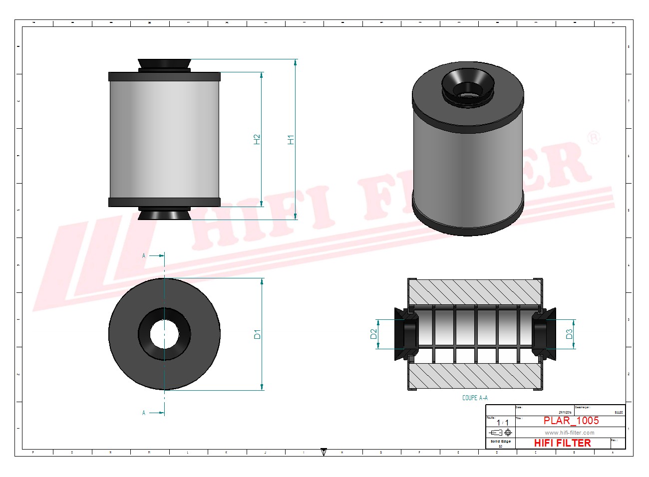 Schema tecnico Filtro Aerazione Motore 1J770-05810 per trattori e macchine agricole