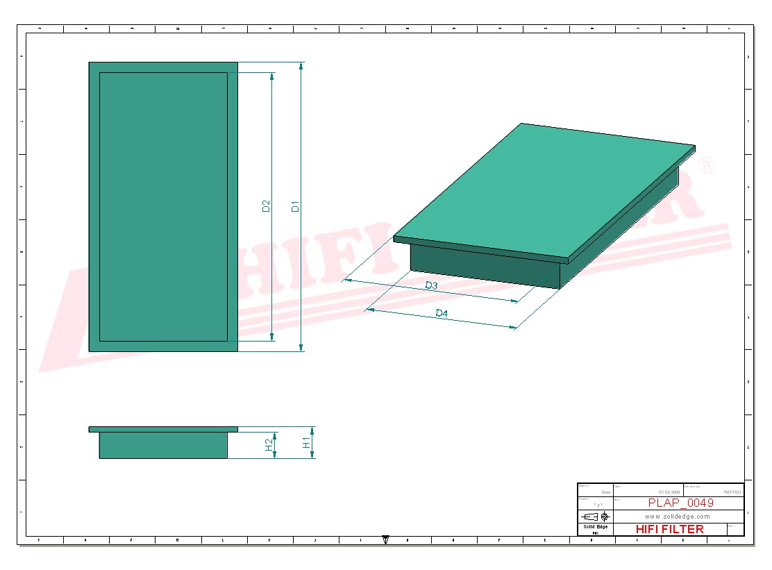 Schema tecnico Filtro aria 051090401 per trattori e macchine agricole