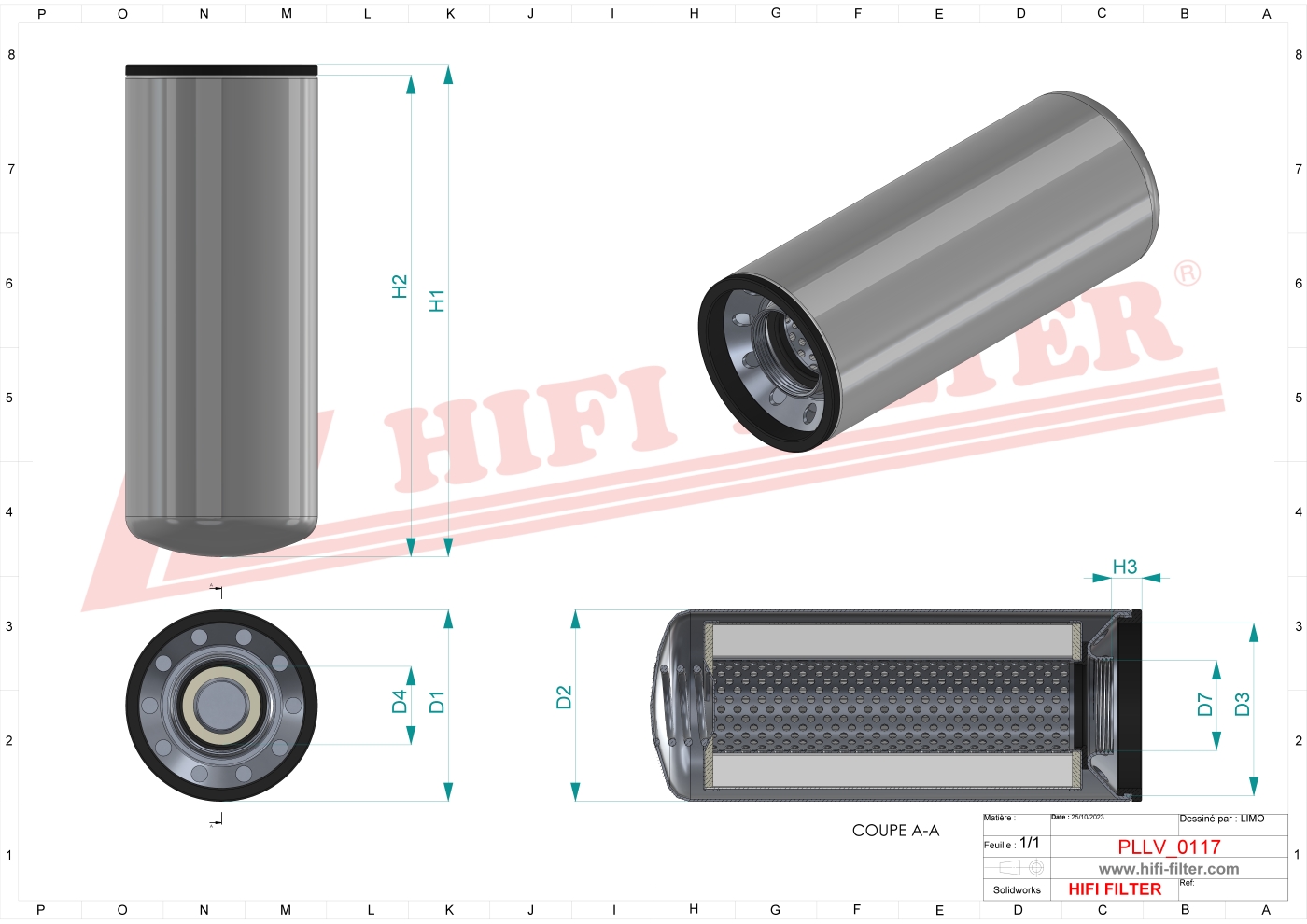 Schema tecnico Filtro olio 0019867020 per trattori e macchine agricole