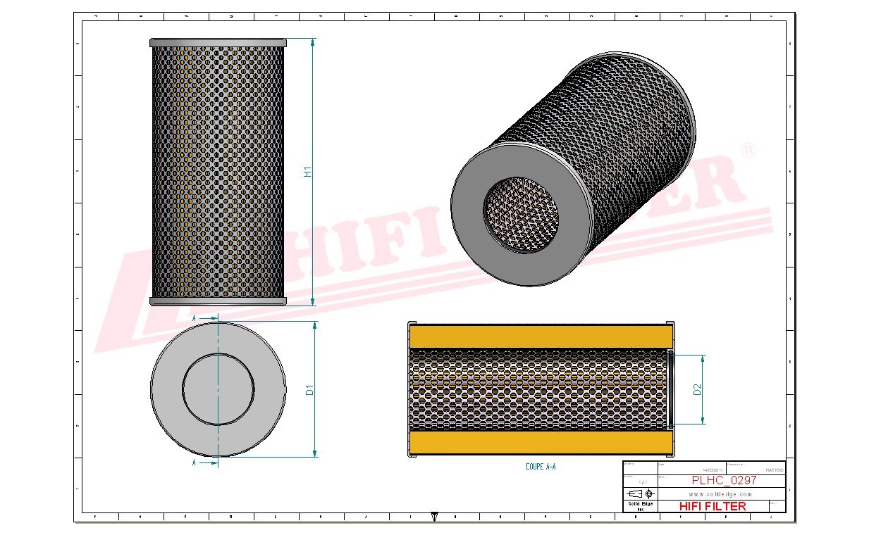 Schema tecnico Filtro idraulico H8012 per trattori e macchine agricole