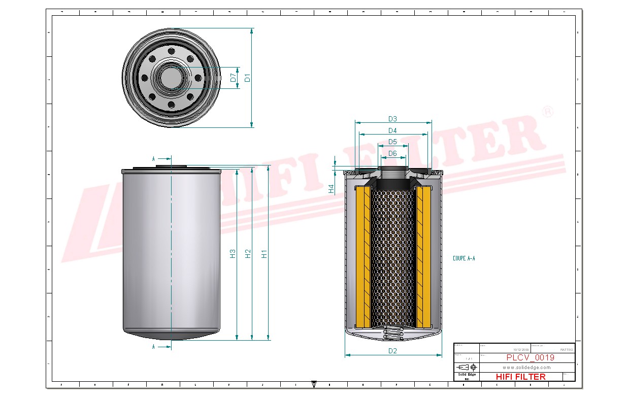 Schema tecnico Filtro carburante 0010922201 per trattori e macchine agricole