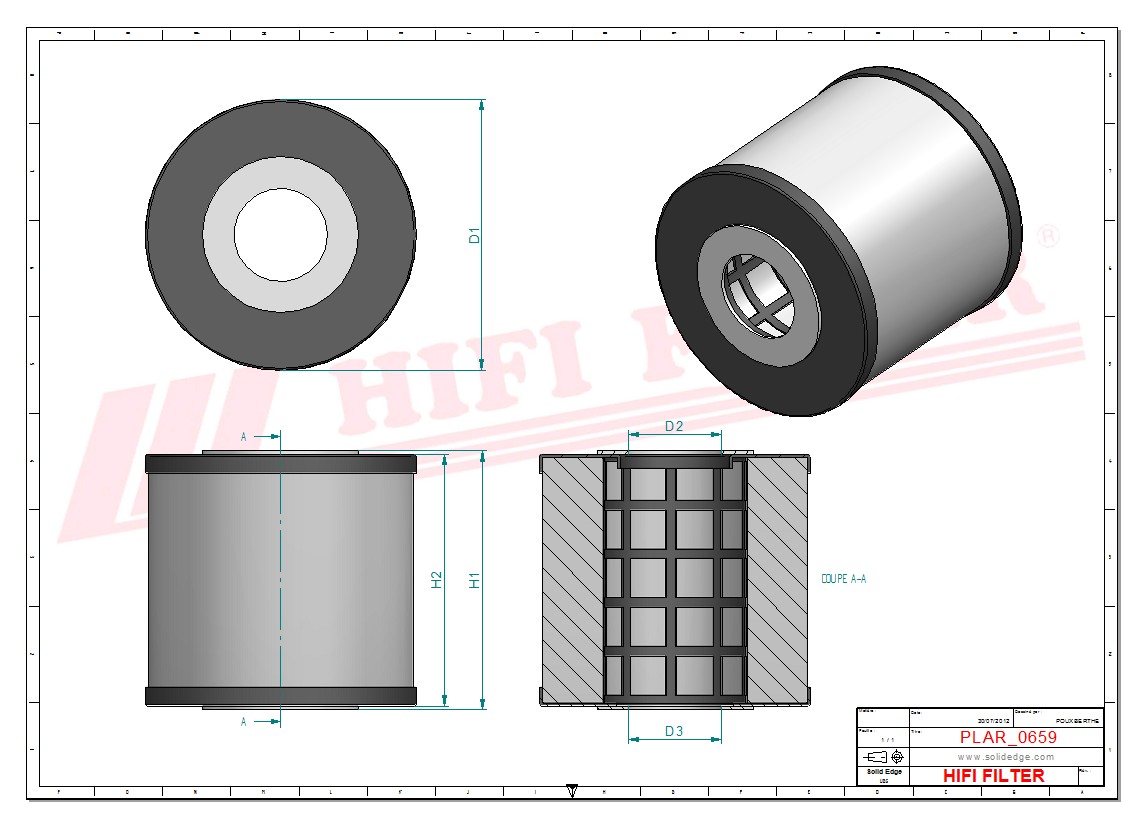 Schema tecnico Filtro aria