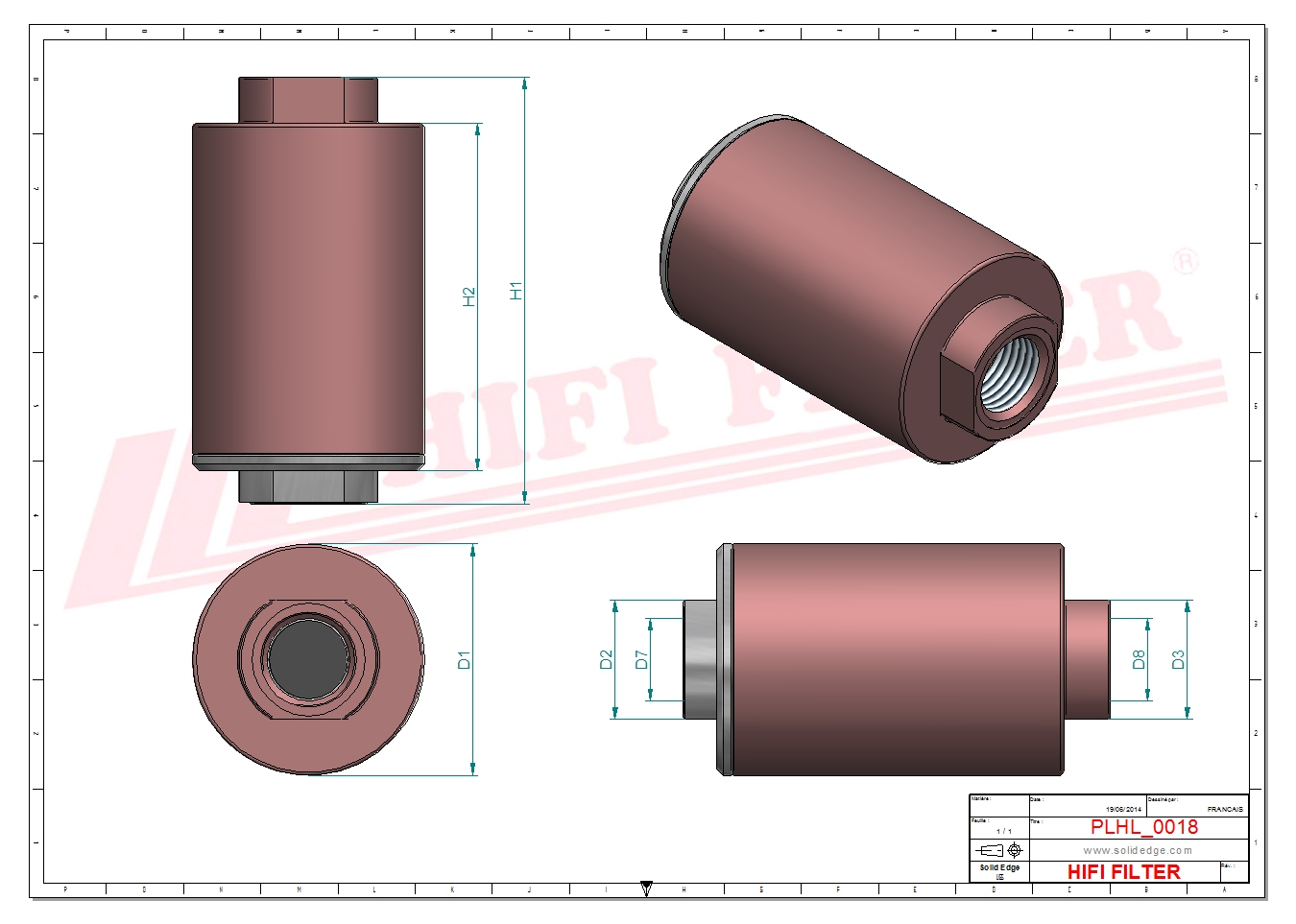 Schema tecnico Filtro olio