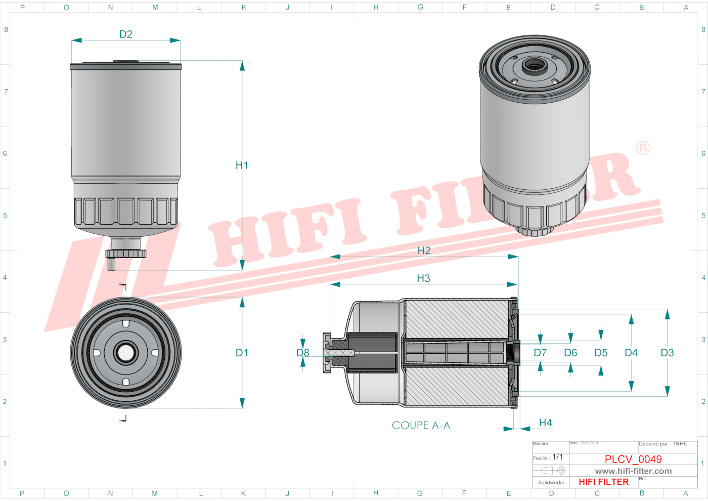 Schema tecnico Filtro carburante