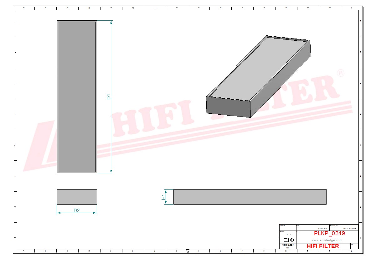 Schema tecnico Filtro abitacolo ai carboni attivi