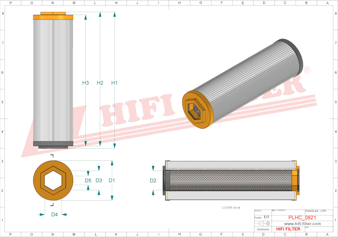 Schema tecnico Filtro olio