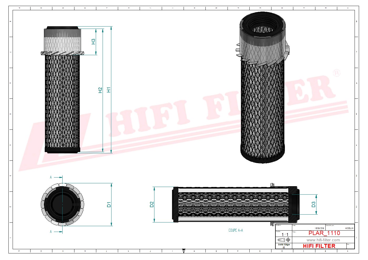 Schema tecnico Filtro aria