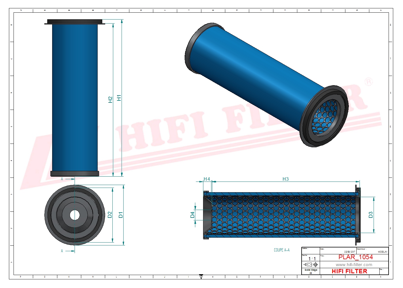 Schema tecnico Filtro aria